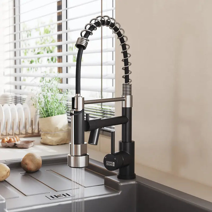 Tap Three-way Water, Pull-out Cold And Hot Water-Black