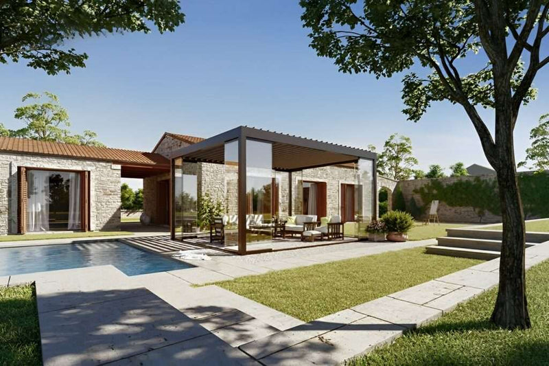 Pergola with Vertical Slats and Slatted Roof  Width 4m x Depth 3m