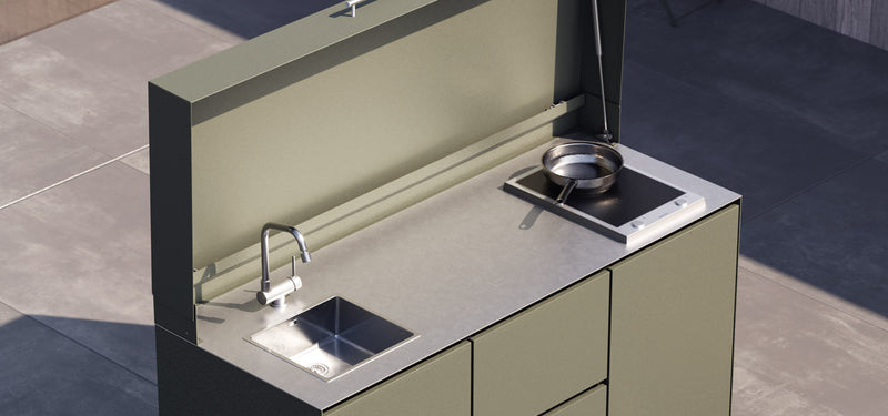 Hoppilif Outdoor Kitchen Single Door Unit | Worktop Brushed Stainless Steel