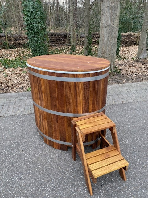 Oak Barrel Dipping Bath with Stairs and Lid