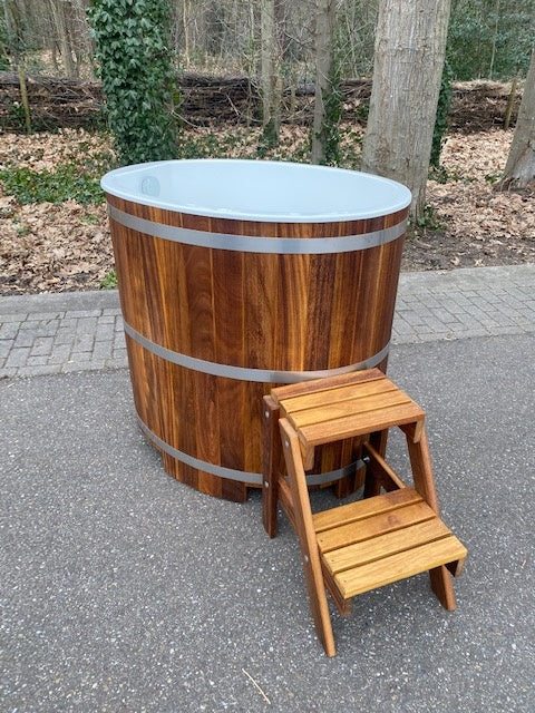 Oak Barrel Dipping Bath with Stairs and Lid