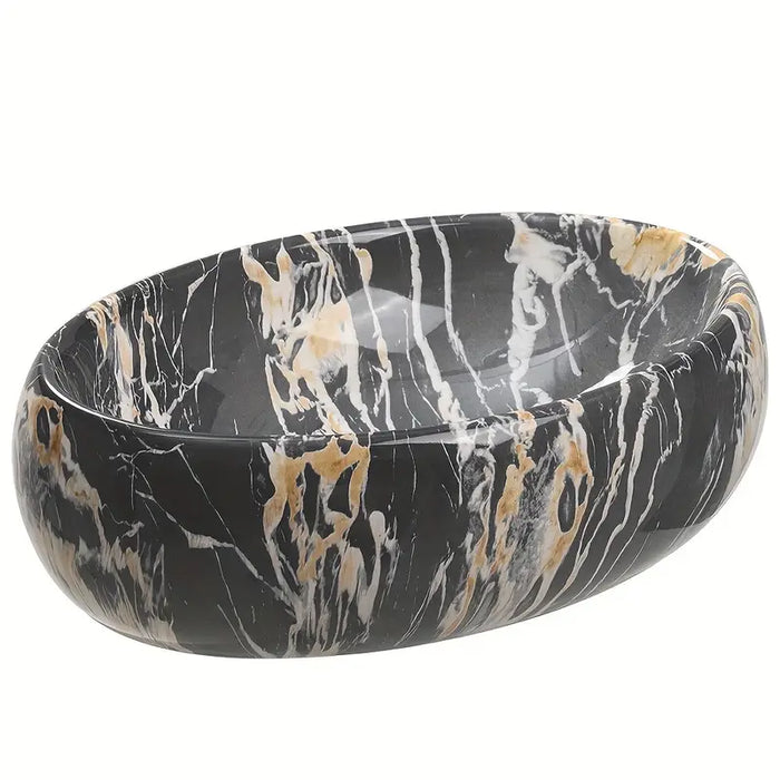 Black Marble Effect Ceramic Sink Basin