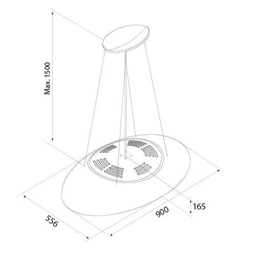 Airforce Eclipse 90cm Island Cooker Hood Satin White Finish with LED Surround