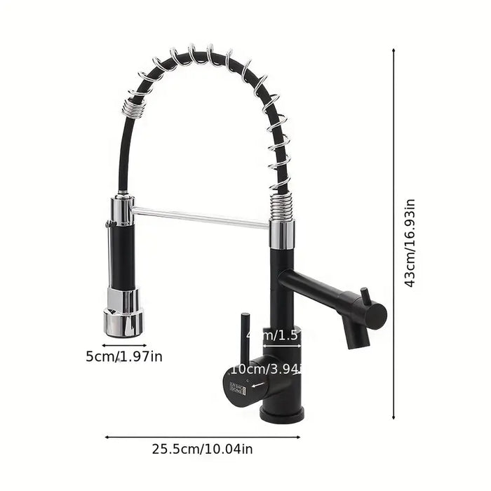 Tap Three-way Water, Pull-out Cold And Hot Water-Black