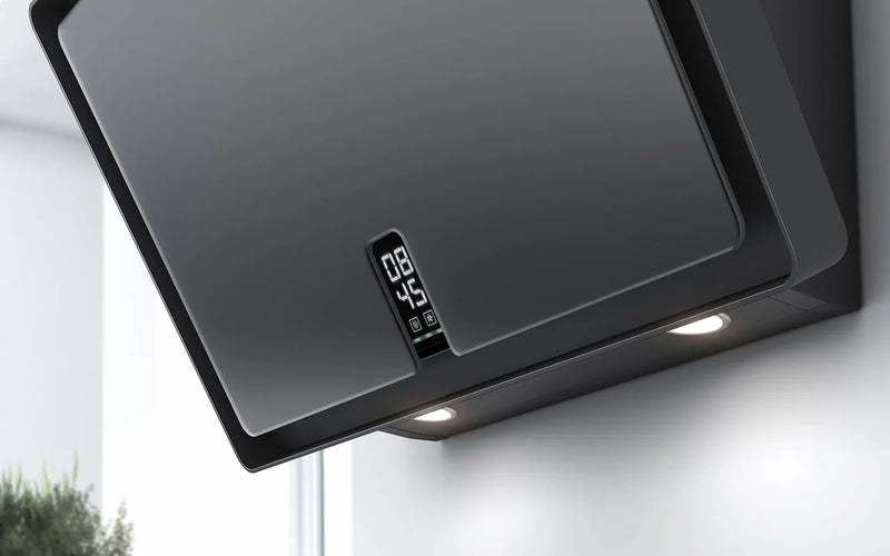 Airforce F153 80cm Wall Mounted Cooker hood Touch control with Clock-Black Satin Glass Finish