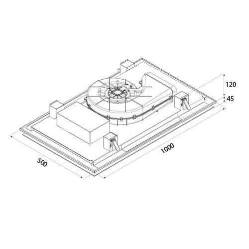 Airforce F207 100cm Easy Up Island Ceiling Cooker Hood with White Steel Surround & Glass Panel Remote Controlled