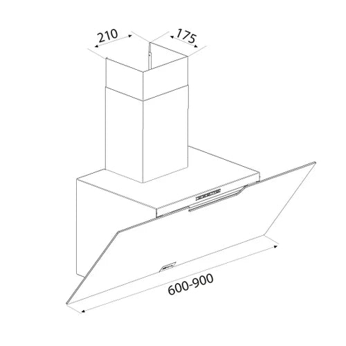 Airforce F212 80cm Wall Mounted Cooker Hood with Soft Push Button Controls, Integra ready-Black Glass Finish