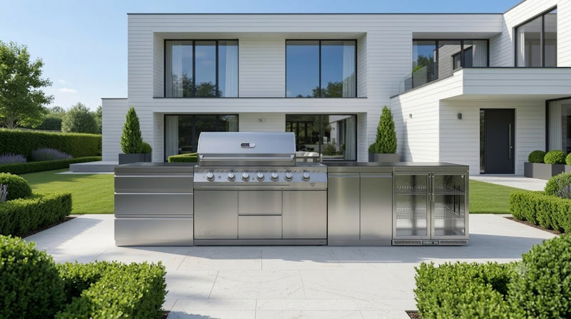 Whistler Outdoor Kitchen 6 Burner BBQ, Fridge, Triple Drawer and Gas Bottle Cabinet | 4M