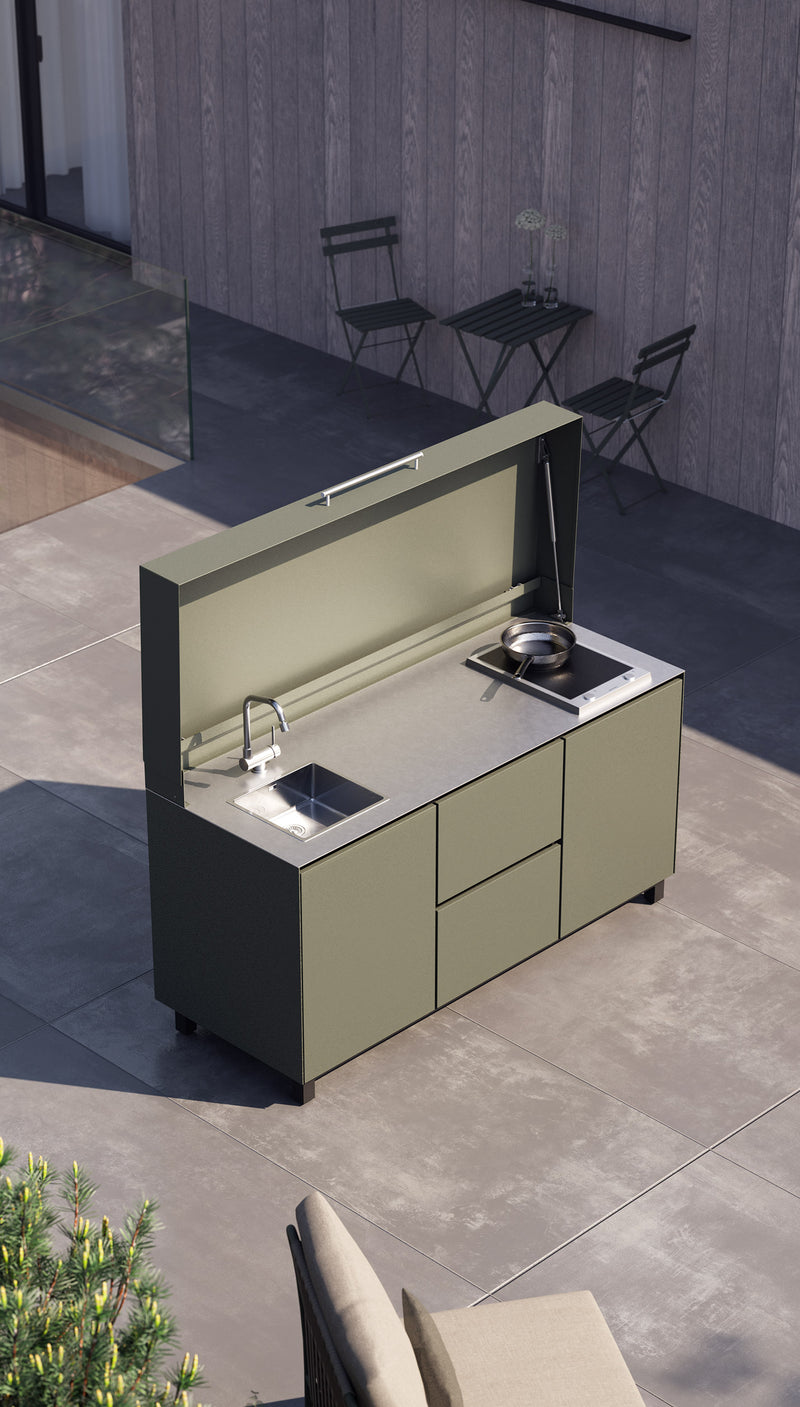 Hoppilif Outdoor Kitchen Single Door Unit | Worktop Brushed Stainless Steel