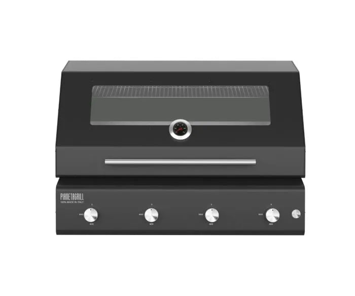 Barbecue Grill - Fry Top 750 4-burner gas barbecue Black with Sun Grill Trolley and Dual Side Burner