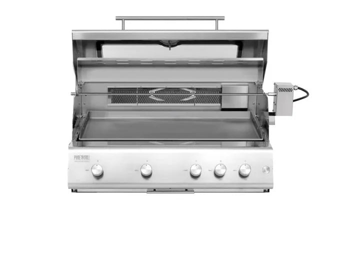 Barbecue Grill - Fry Top 750 5-burner Hybrid  barbecue with Rotisserie & teppanyaki plate