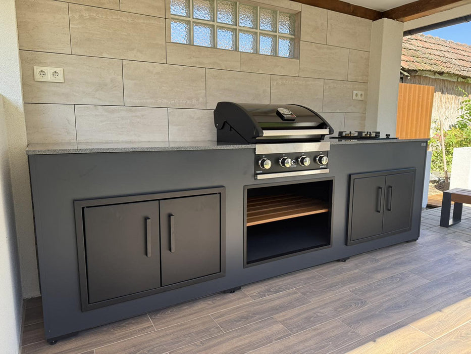 Grillandia Outdoor Kitchen Grandhall Maxim 4 Burner - Double Doors and Gas Hob - 3M