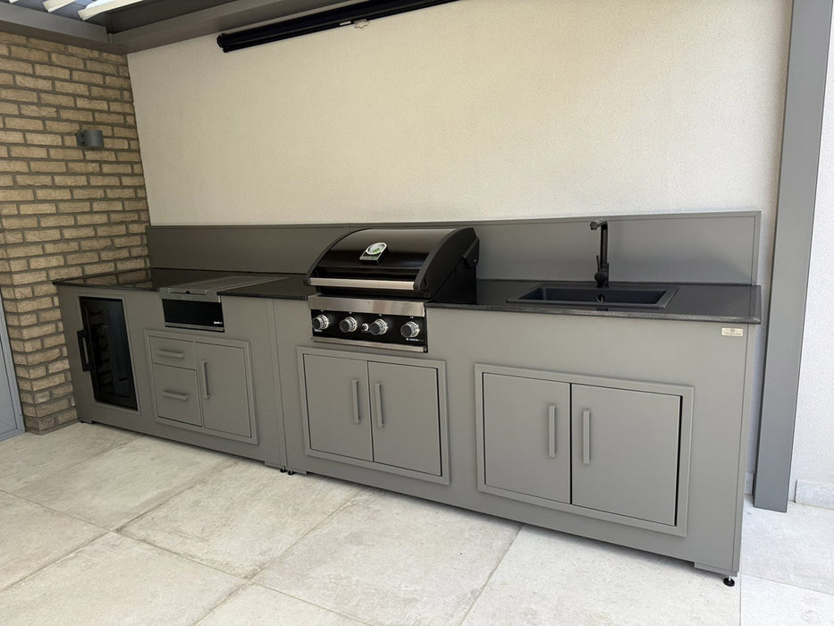 Grillandia Outdoor Kitchen Grandhall Gas BBQ, Fridge, Sink and Side Burne | Grey