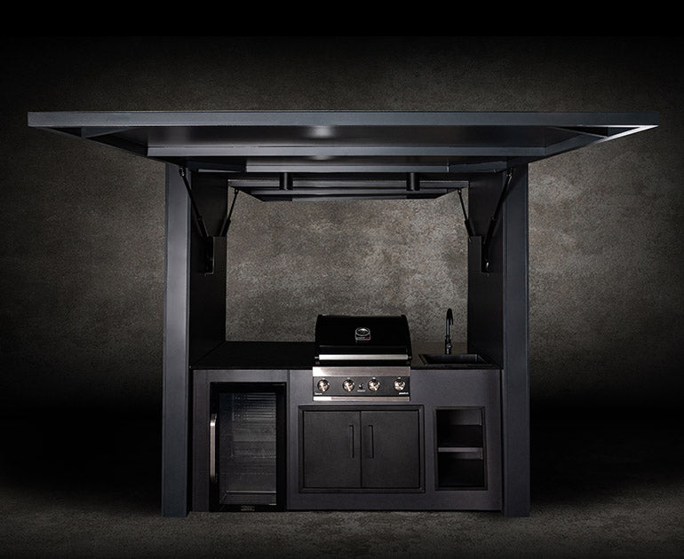 Grillandia Outdoor Kitchen Cabana Pod with Two Doors Complete With Fridge and Sink - 2.4m