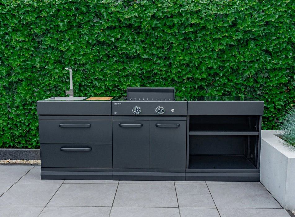 GRLLR Outdoor Kitchen Sink Stove and Open shelve | Full length 2.4M