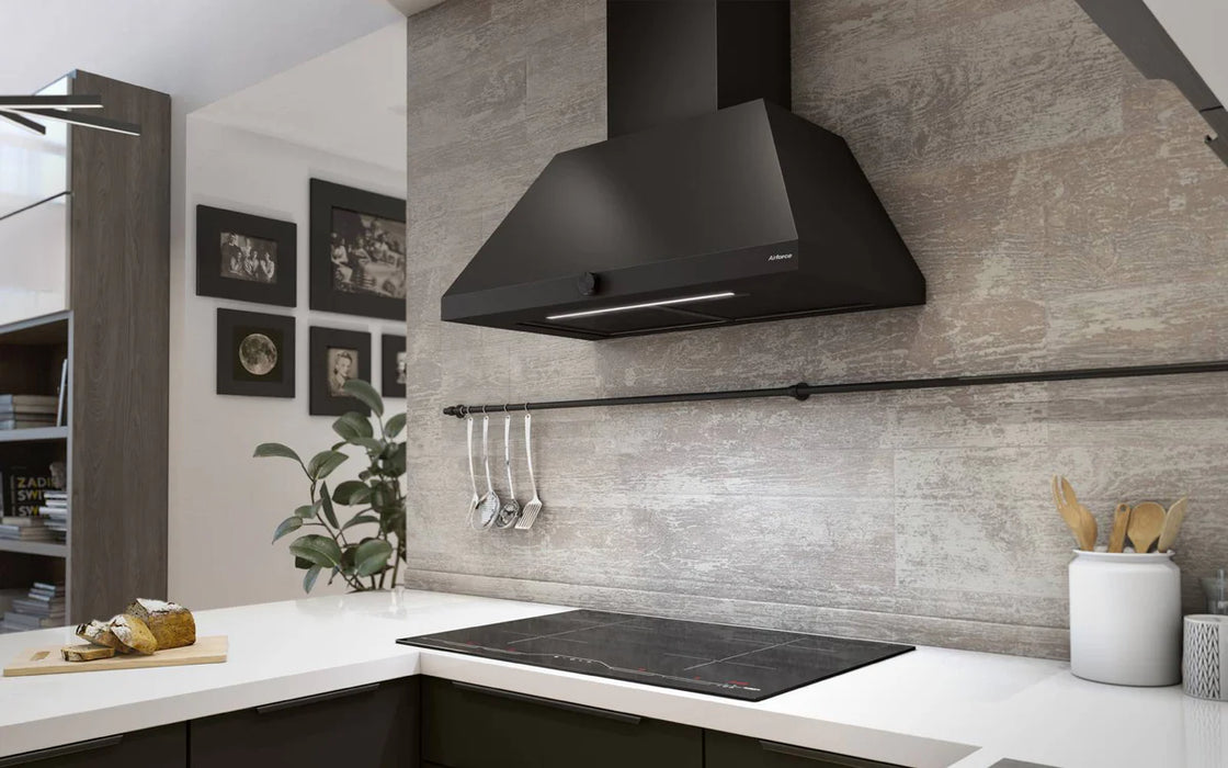 Airforce ICONIC 80cm Wall Mounted Cooker Hood with Rotary dial control- Black Finish
