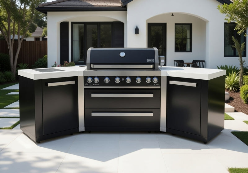 Mont Alpi Outdoor kitchen Black 6 Burner and Weather Cover - 2.8m