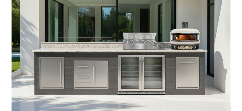 The Alpha Forge Outdoor Kitchen Gozney Station | 350cm Light grey