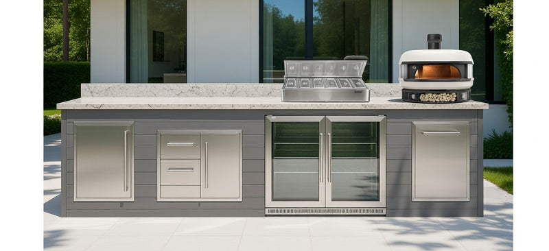 The Alpha Forge Outdoor Kitchen Gozney Station | 350cm Light grey