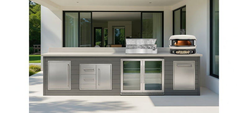 The Alpha Forge Outdoor Kitchen Gozney Station | 350cm Light grey