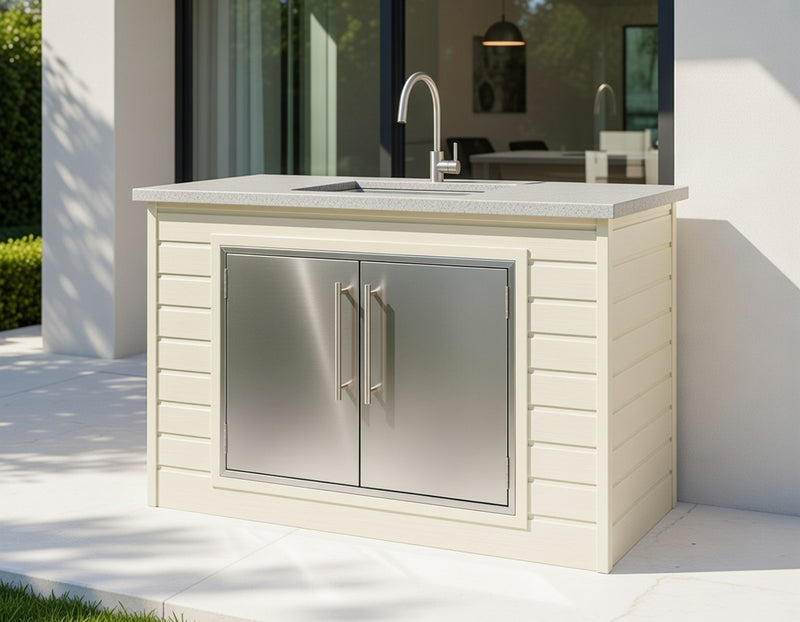 The Alpha Forge Outdoor Kitchen Sink Unit | 150cm Ivory