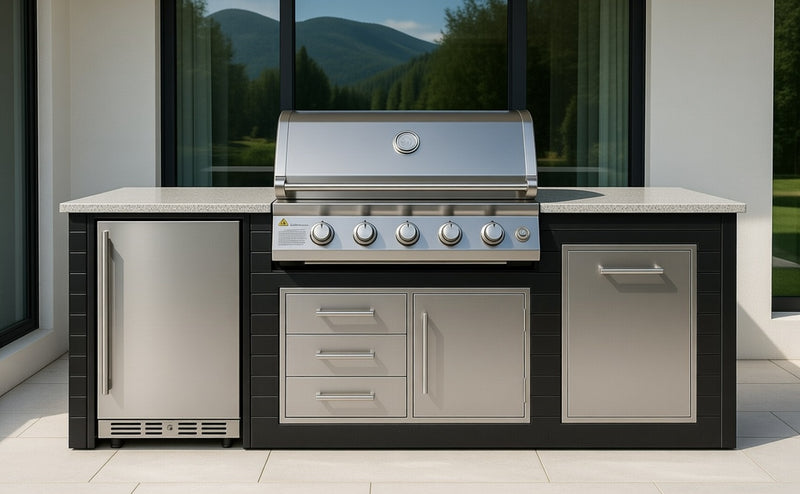 The Alpha Forge Outdoor Kitchen Beefeater 1600S Built-In 5 Burner Gas BBQ | 250cm Charcoal