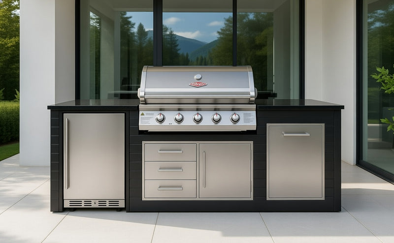 The Alpha Forge Outdoor Kitchen Beefeater 1600S Built-In 5 Burner Gas BBQ | 250cm Charcoal