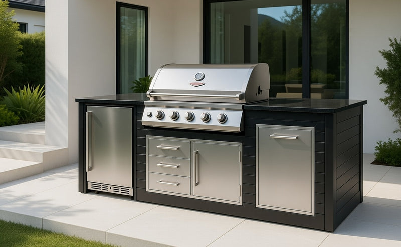 The Alpha Forge Outdoor Kitchen Beefeater 1600S Built-In 5 Burner Gas BBQ | 250cm Charcoal