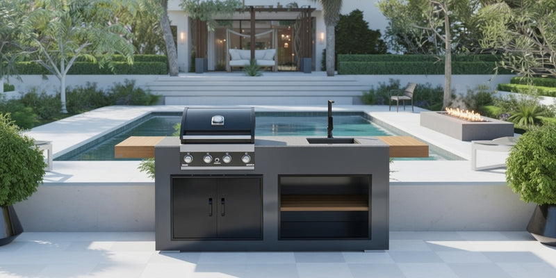 Grillandia Outdoor Kitchen Grandhall Maxim 4 Burner, and Sink - 2M