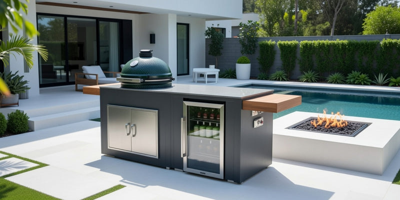 Grillandia Outdoor Kitchen Large or XL Green Egg, and Fridge - 2M