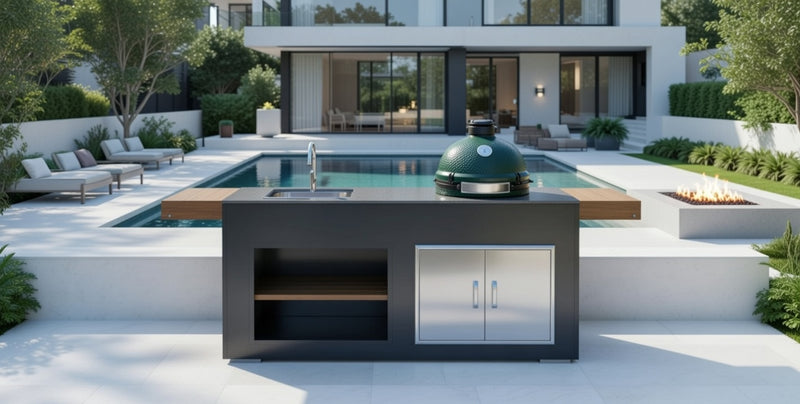 Grillandia Outdoor Kitchen Large Green Egg, and Sink - 2M - R