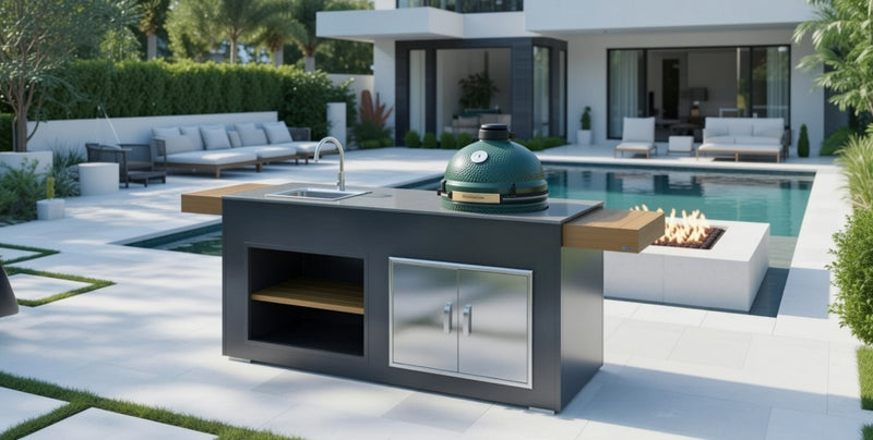 Grillandia Outdoor Kitchen Large Green Egg, and Sink - 2M - R