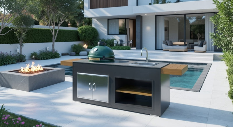 Grillandia Outdoor Kitchen Large Green Egg, and Sink - 2m L