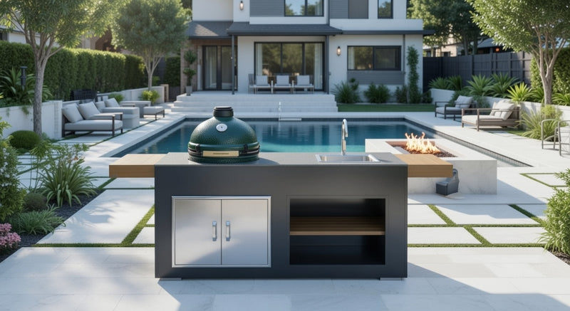 Grillandia Outdoor Kitchen Large Green Egg, and Sink - 2m L