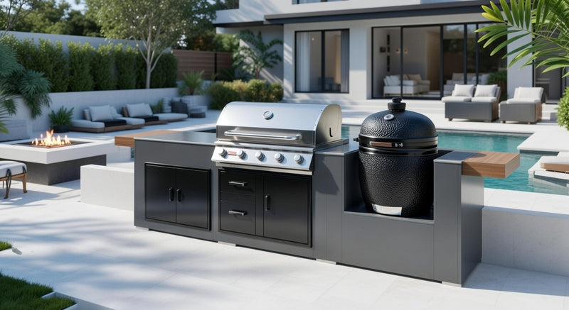 Grillandia Outdoor kitchen Bull Renegade 5 Burner, and Large Kamado |3.6Mwith