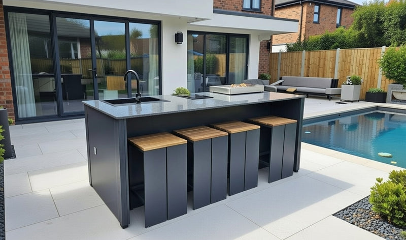 Grillandia Outdoor Kitchen Entertainment Bar and Stools - Brabura L-Class Original 20 Griddle