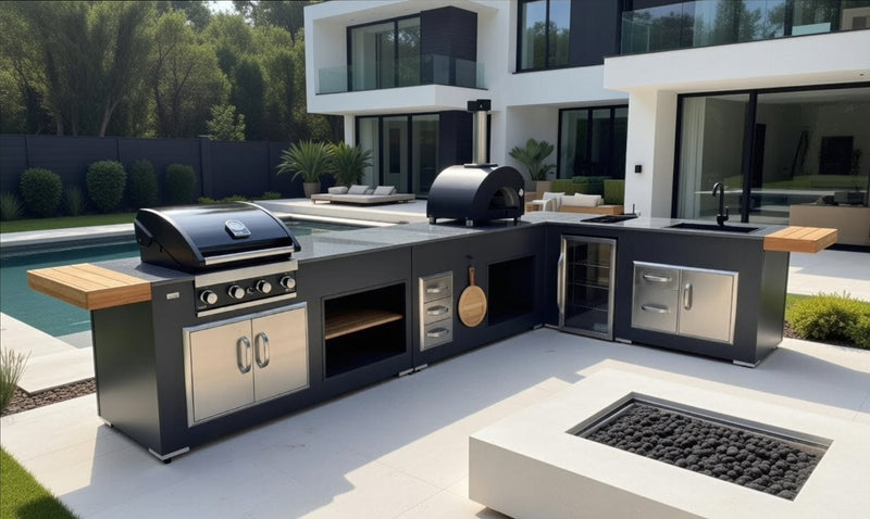 Grillandia Outdoor Kitchen Maxim 4 Burner, and Alpha Pizza Oven | 5Mx 3M