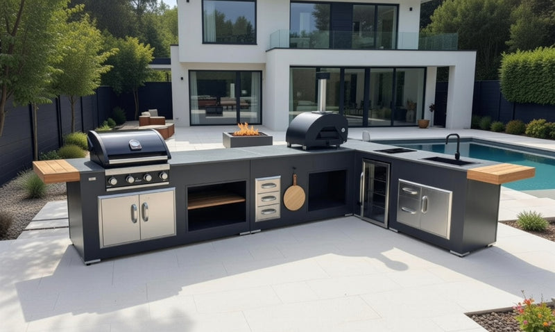Grillandia Outdoor Kitchen Maxim 4 Burner, and Alpha Pizza Oven | 5Mx 3M