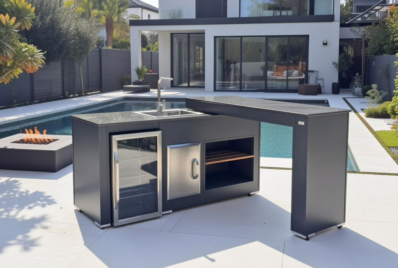 Grillandia Outdoor Kitchen with Turning table, Fridge & Sink | 2M x 3.2M