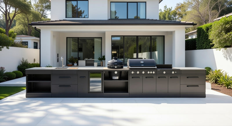 GRLLR Outdoor Kitchen 5 Burner BBQ, Stove unit,Fridge, Sink and Kamado | Full length 5.7M