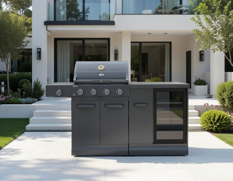 GRLLR Outdoor Kitchen 4 Burner and Fridge | Full length 1.6M