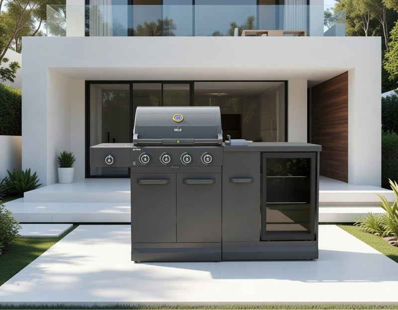 GRLLR Outdoor Kitchen 4 Burner and Fridge | Full length 1.6M