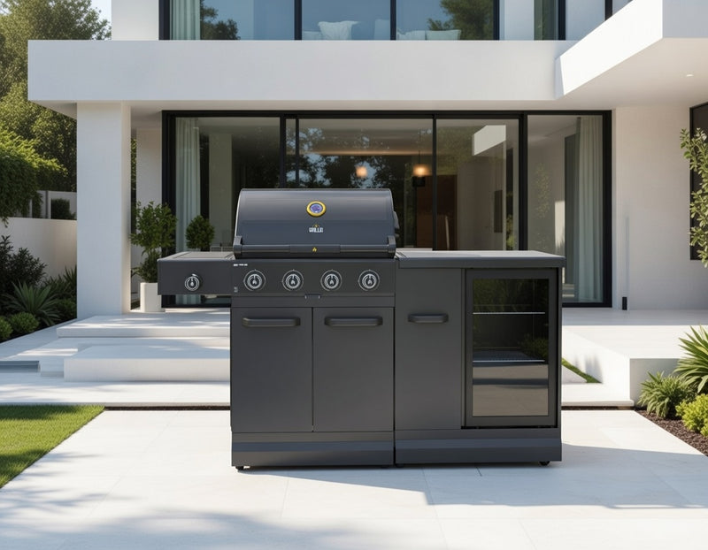 GRLLR Outdoor Kitchen 4 Burner and Fridge | Full length 1.6M