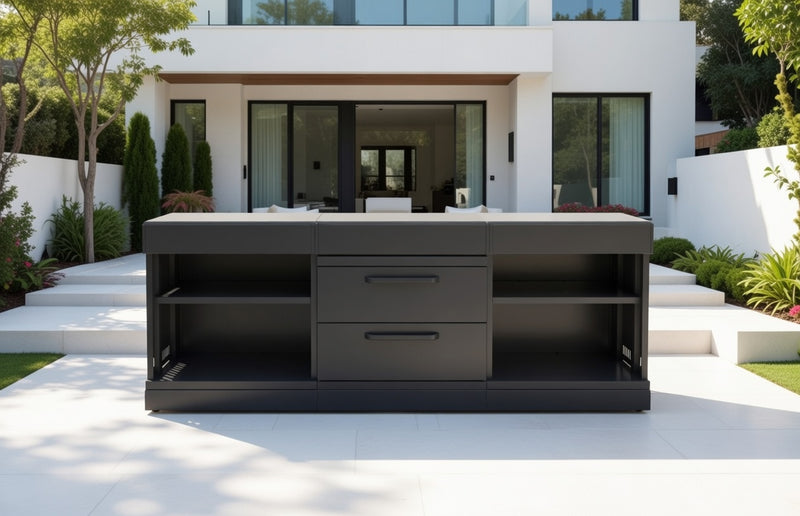 GRLLR Outdoor Kitchen Kamado Island Open shelves | Full length 2.4M