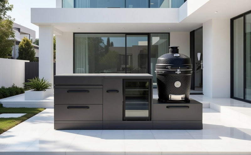 GRLLR Outdoor Kitchen Island Fridge and Kamado | Full length 2.4M