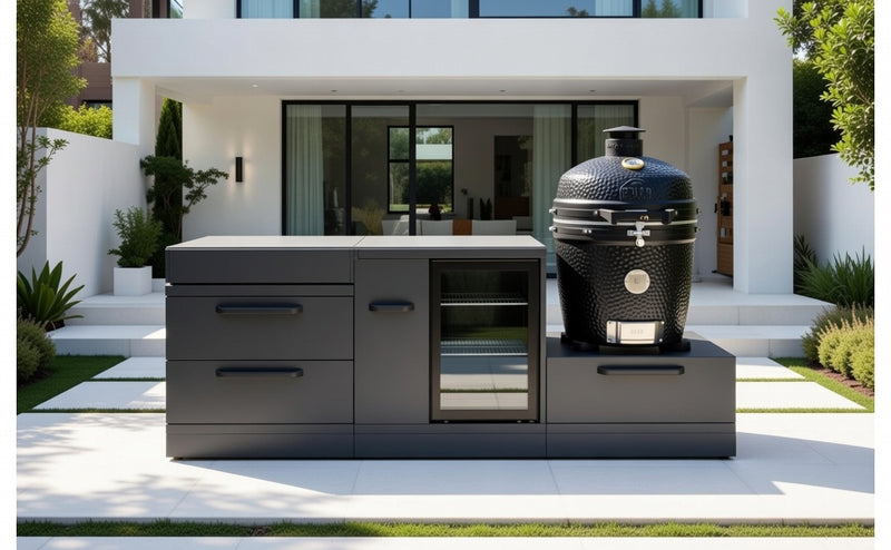 GRLLR Outdoor Kitchen Island Fridge and Kamado | Full length 2.4M