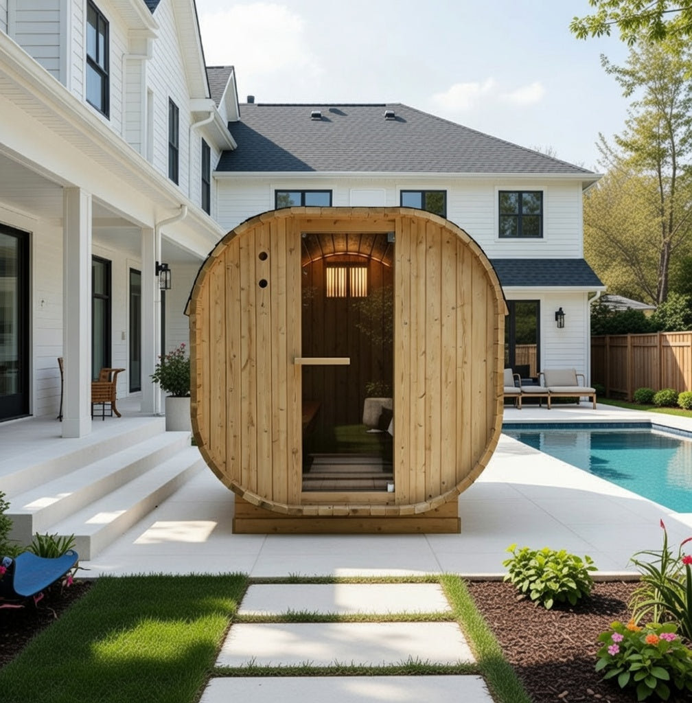 Outdoor Oval Barrel Sauna Combination Infrared/ traditional 1842 x1200 ...