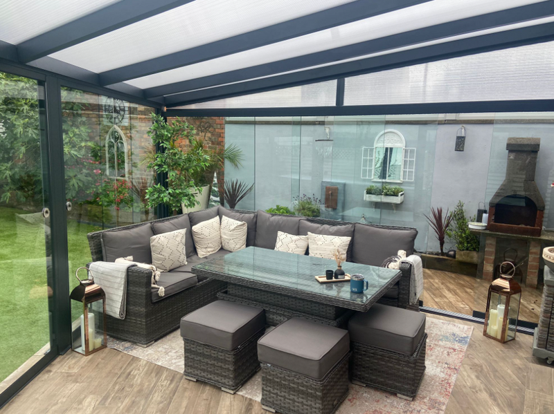 Bespoke Aluminum Veranda with Two Sliding Doors - 5m x 6m