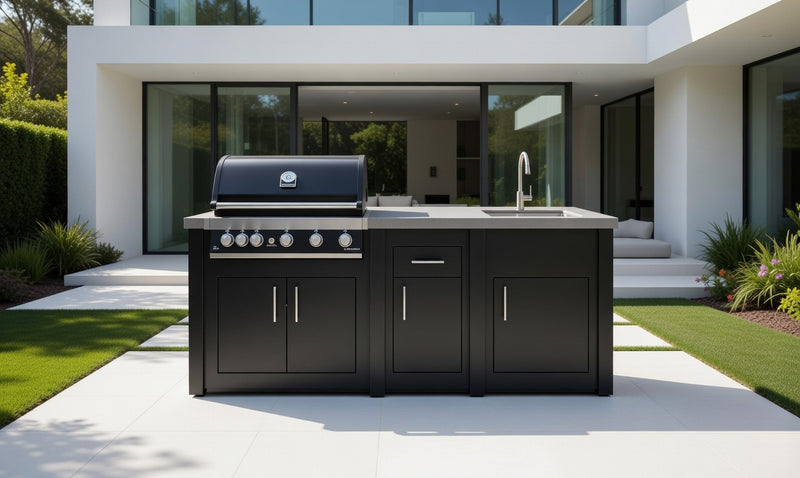 Grandpro by Stoll Aluminum Outdoor Kitchen Graphite GrandPro, and Sink | 2.4M