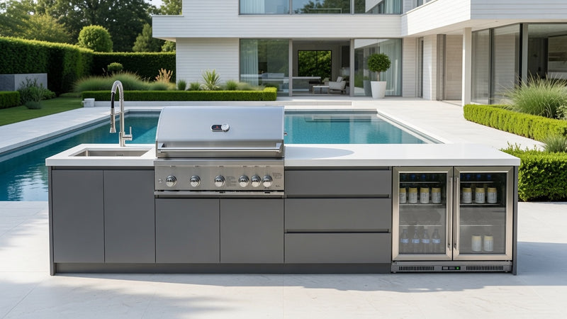 Whistler Fairford Grey Outdoor Kitchen with Burford 5-Burner BBQ | 3.6M Full-Length